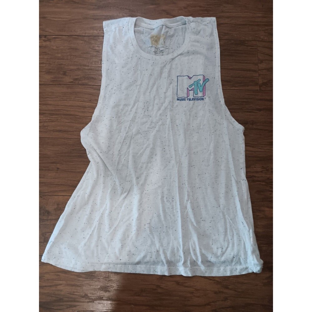 Teen MTV tank white with speckles size small